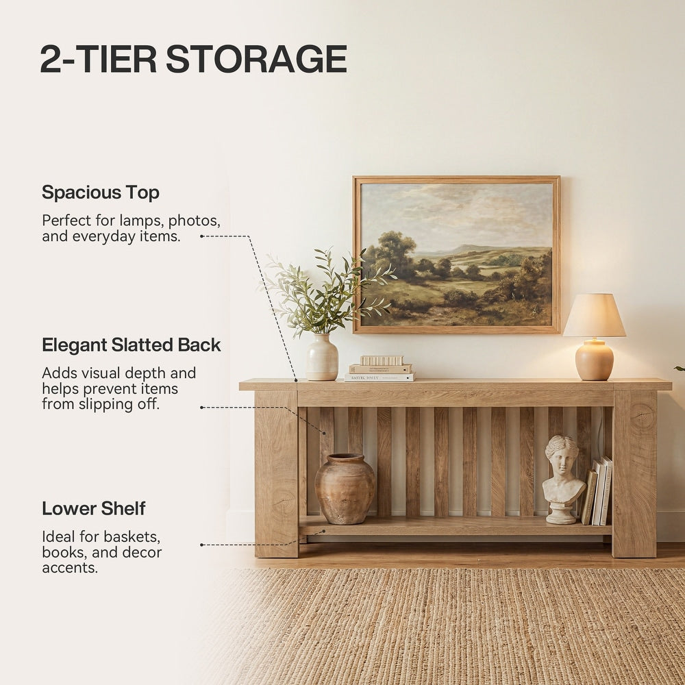 78" Extra Long Console Table with Storage Shelves, Hallway Living Room