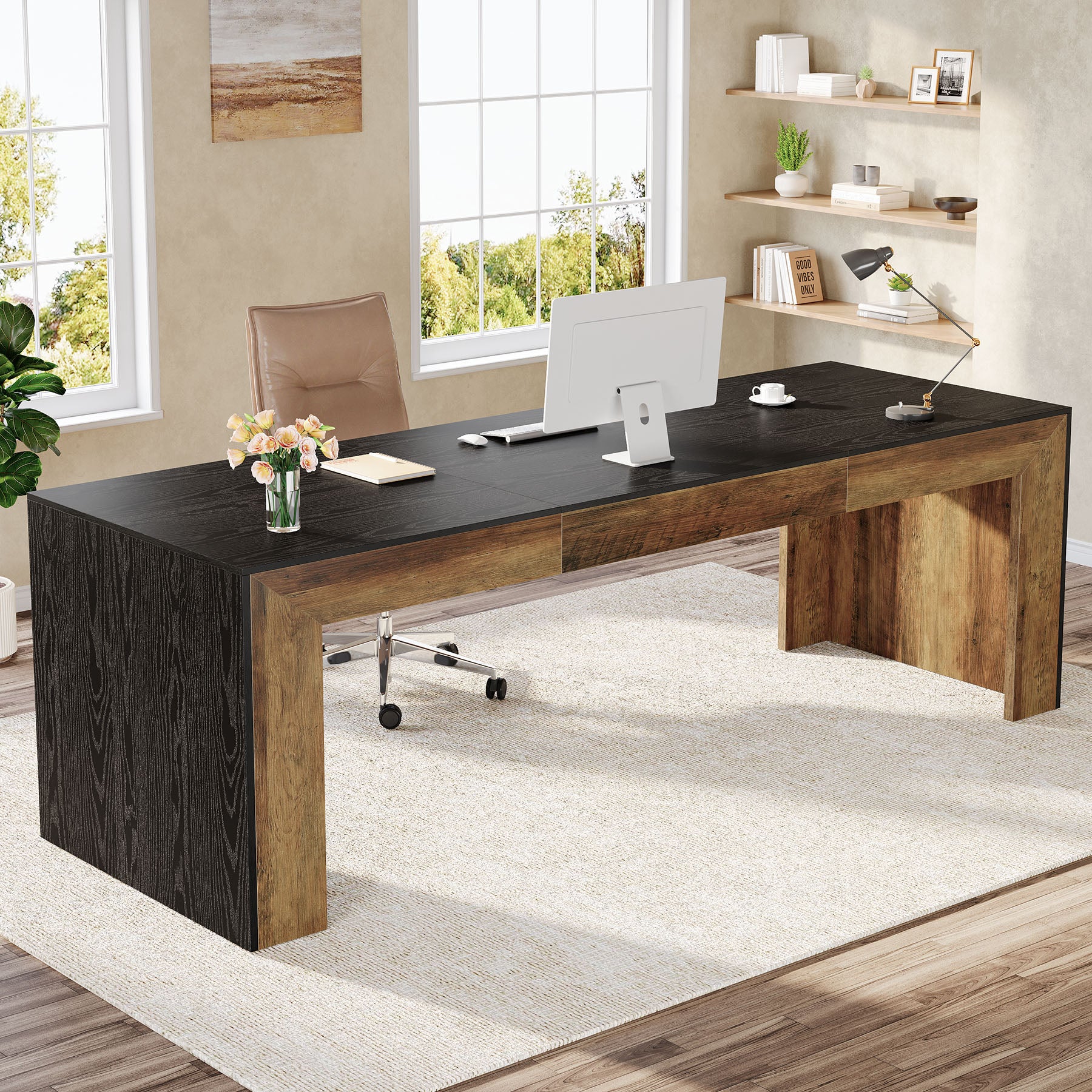 78.7" Computer Desk, Long Two-Person Desk Executive Desk for Home Office