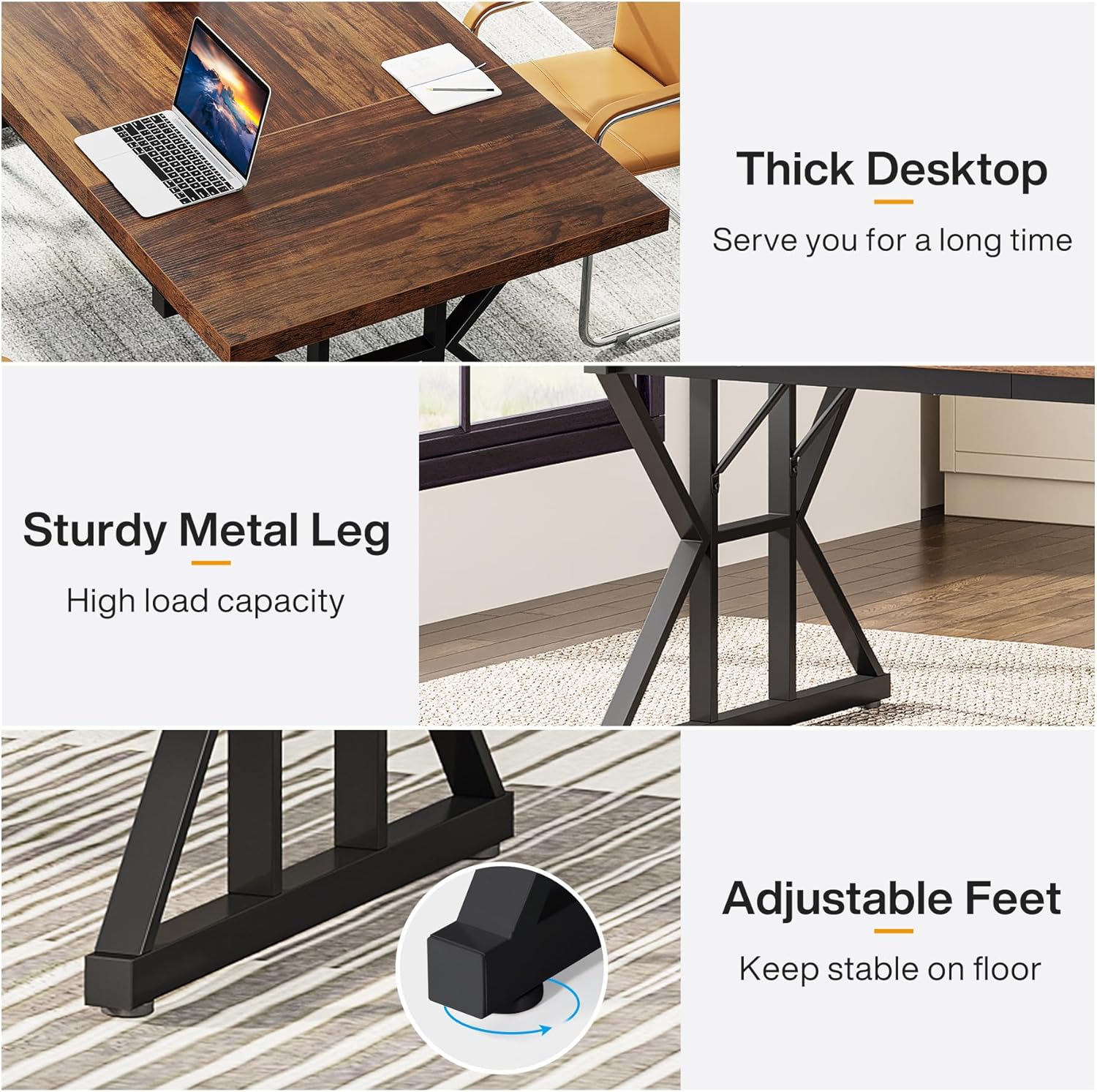 78.7" Executive Desk, Modern Computer Office Desk Workstation for Home Office