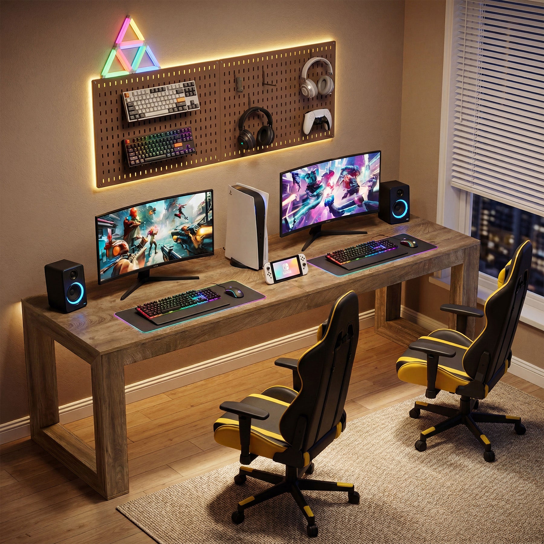 78.7" Executive Double Desks, Large Home Office Computer Writing Table