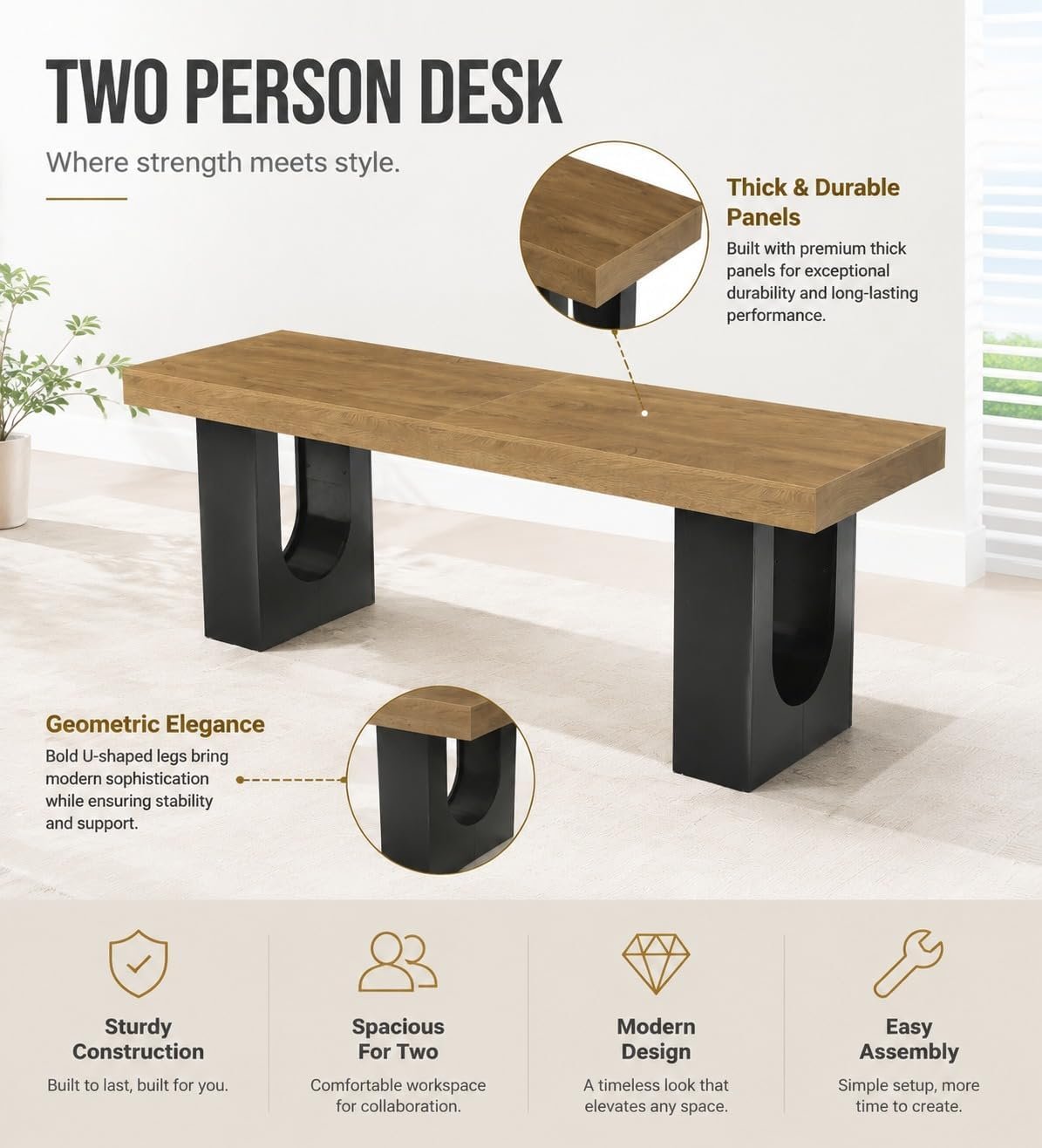 78.7" Extra Long Double Computer Desk, Modern Executive Desks for Home Office