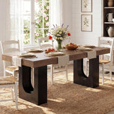 78.7" Rectangular Dining Table, Modern Farmhouse Kitchen Table with Sculptural Pedestal Base for 6-8 People 3
