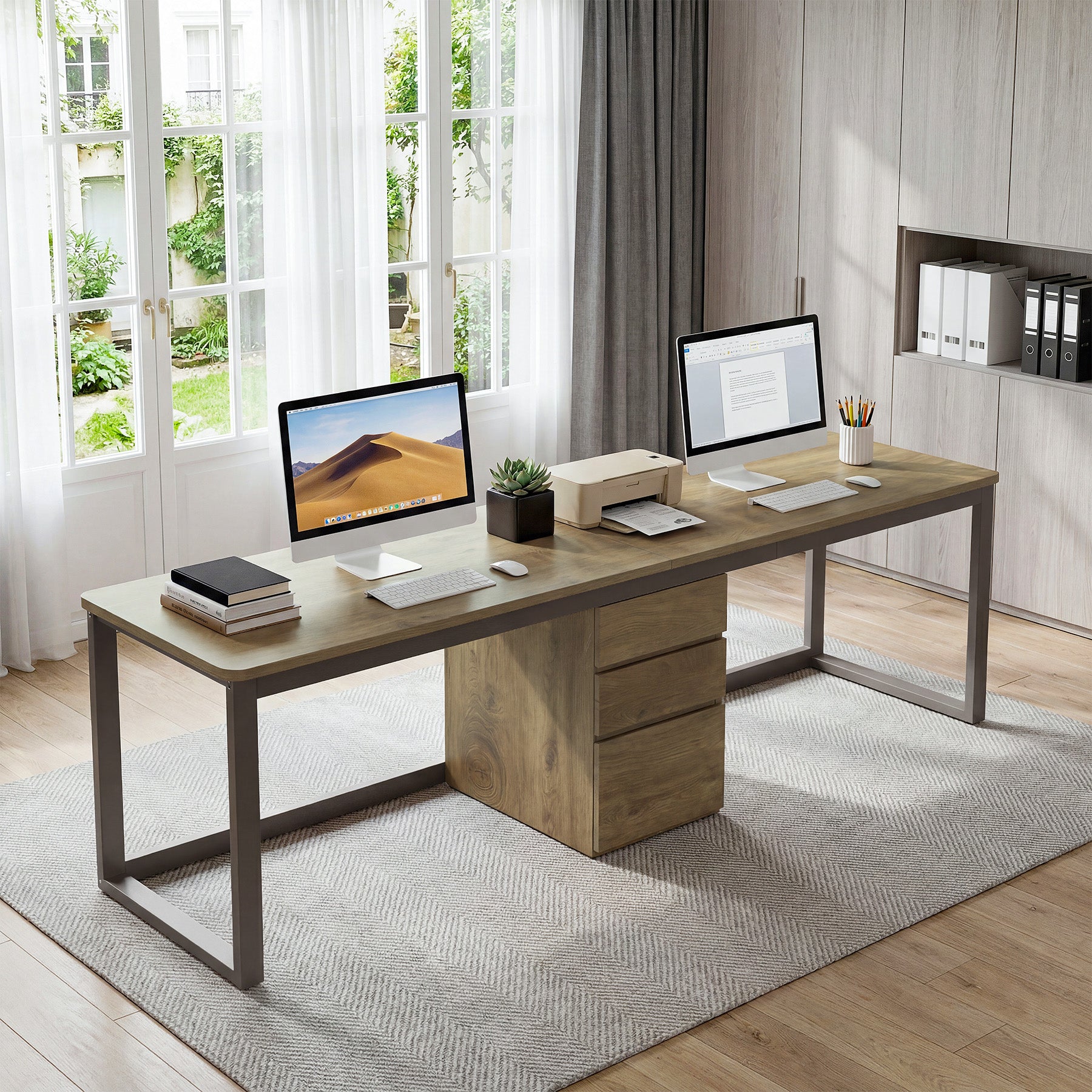 78.7" Two Person Computer Desk, Modern Executive Desk with 3 Drawers for Home Office