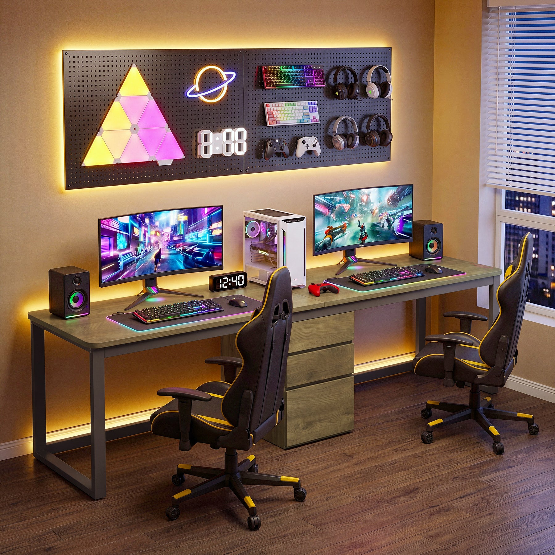 78.7" Two Person Computer Desk, Modern Executive Desk with 3 Drawers for Home Office