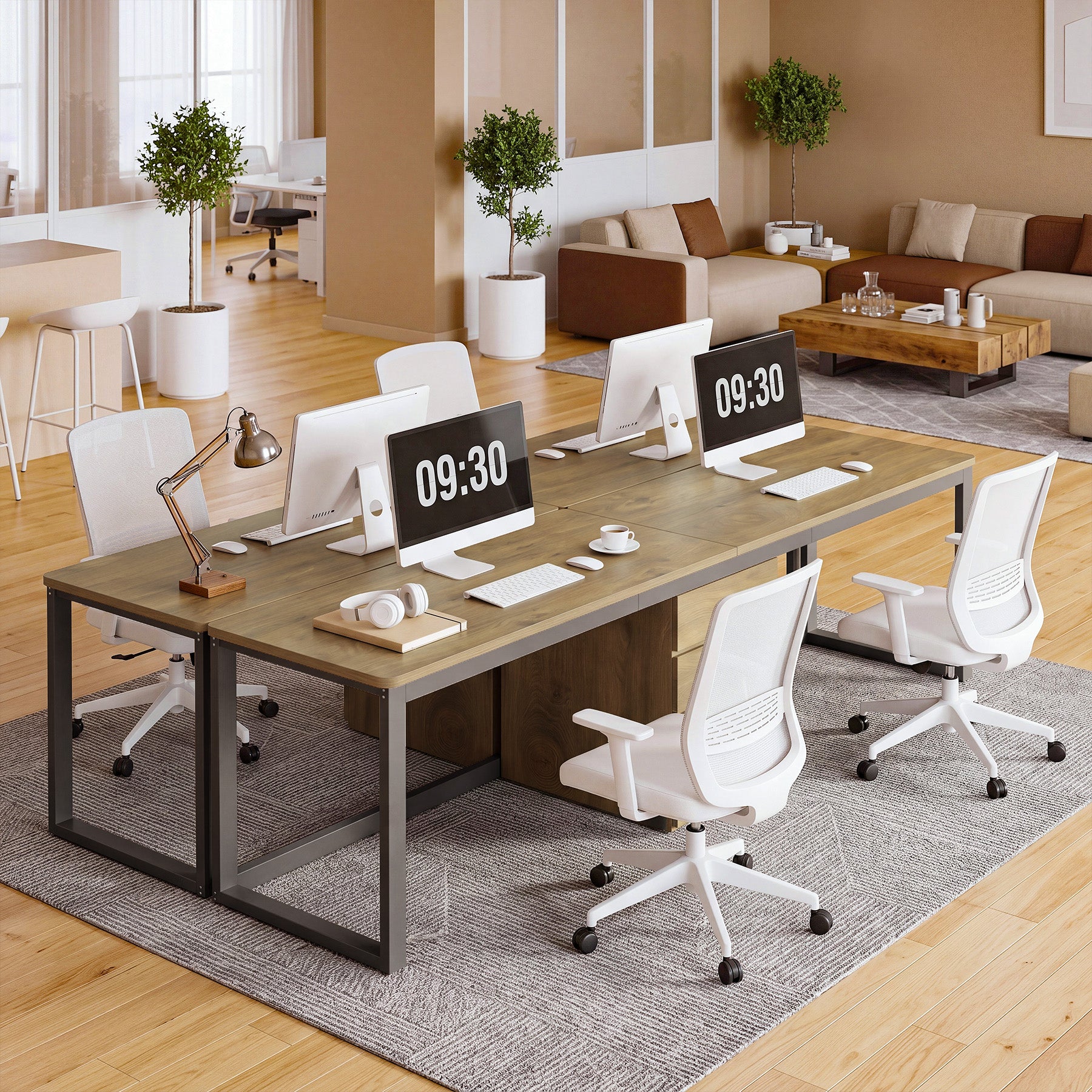 78.7" Two Person Computer Desk, Modern Executive Desk with 3 Drawers for Home Office