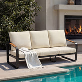 78.7" Wide Outdoor Bench, 3-Person Patio Sofa with Removable Cushions 3