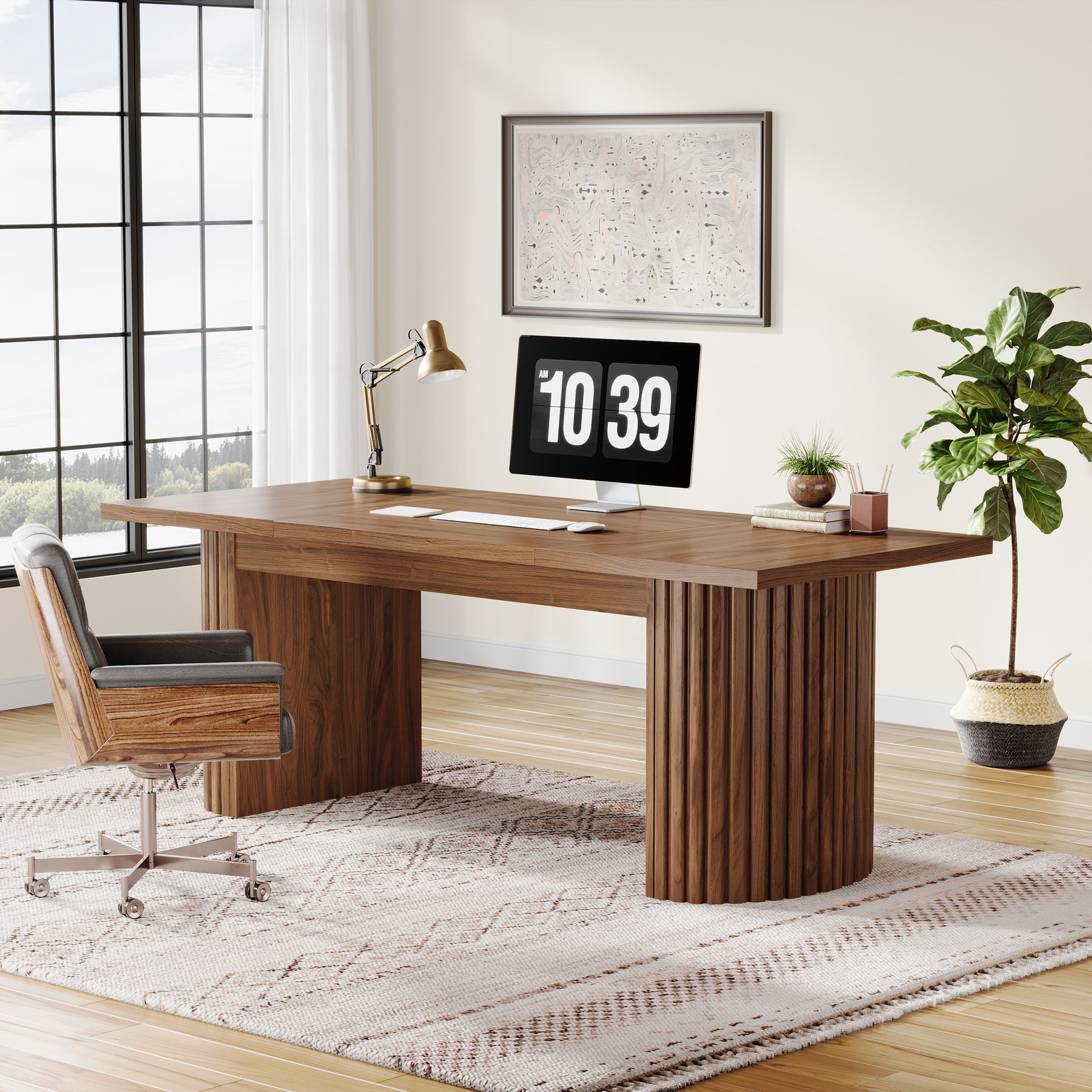 78.8" Executive Desk, Large Computer Office Desk with Double Pedestal