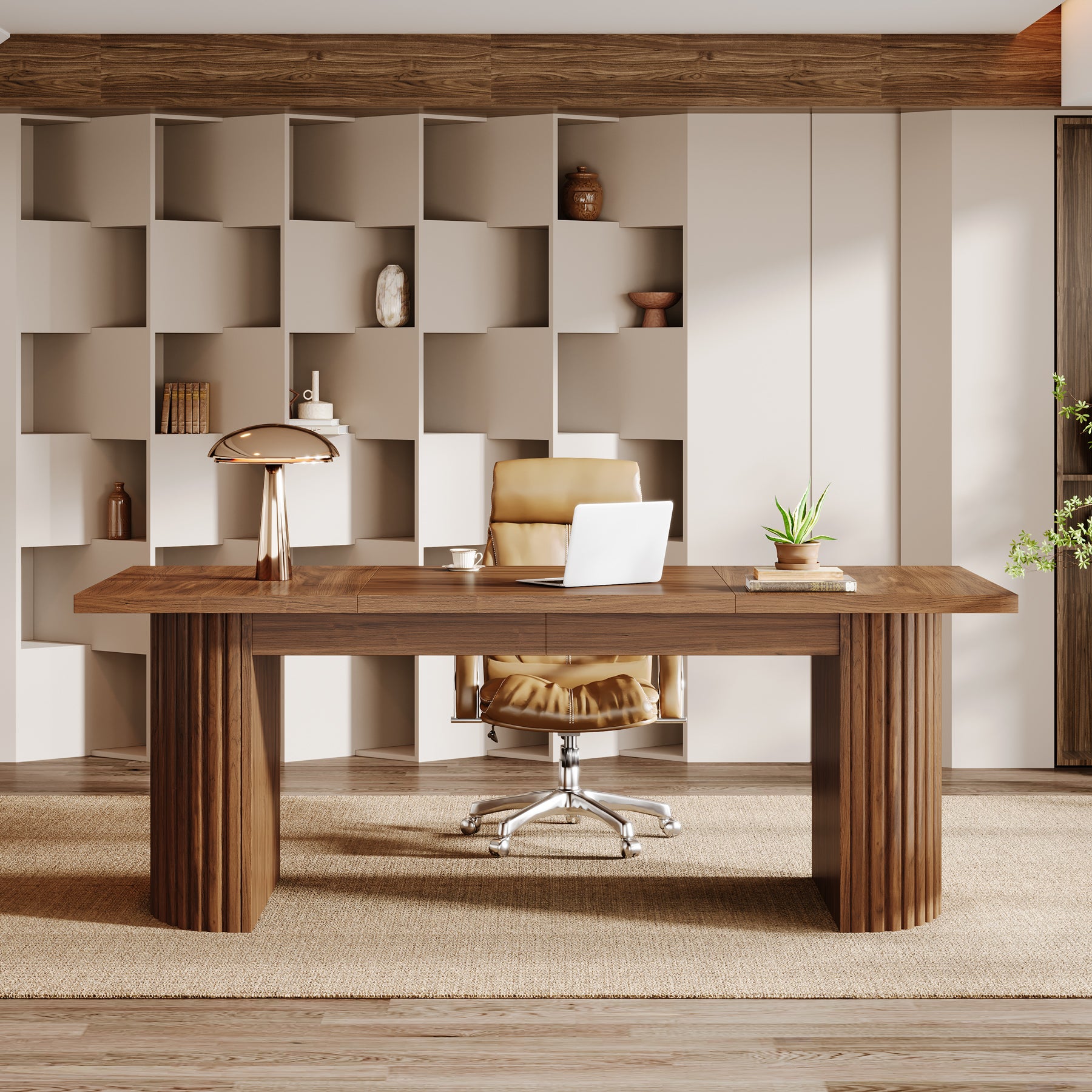 78.8" Executive Desk, Large Computer Office Desk with Double Pedestal