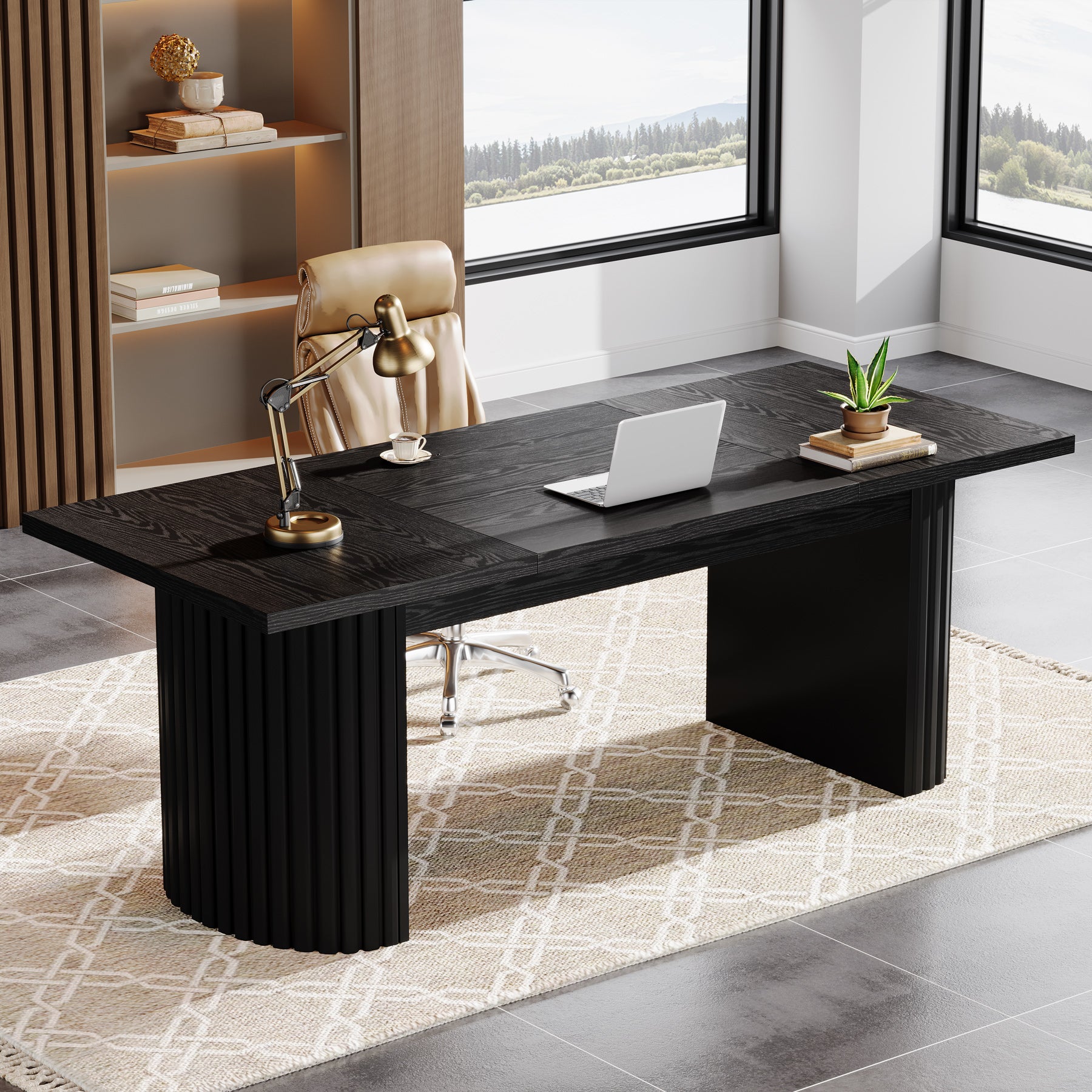 78.8" Executive Desk, Large Computer Office Desk with Double Pedestal