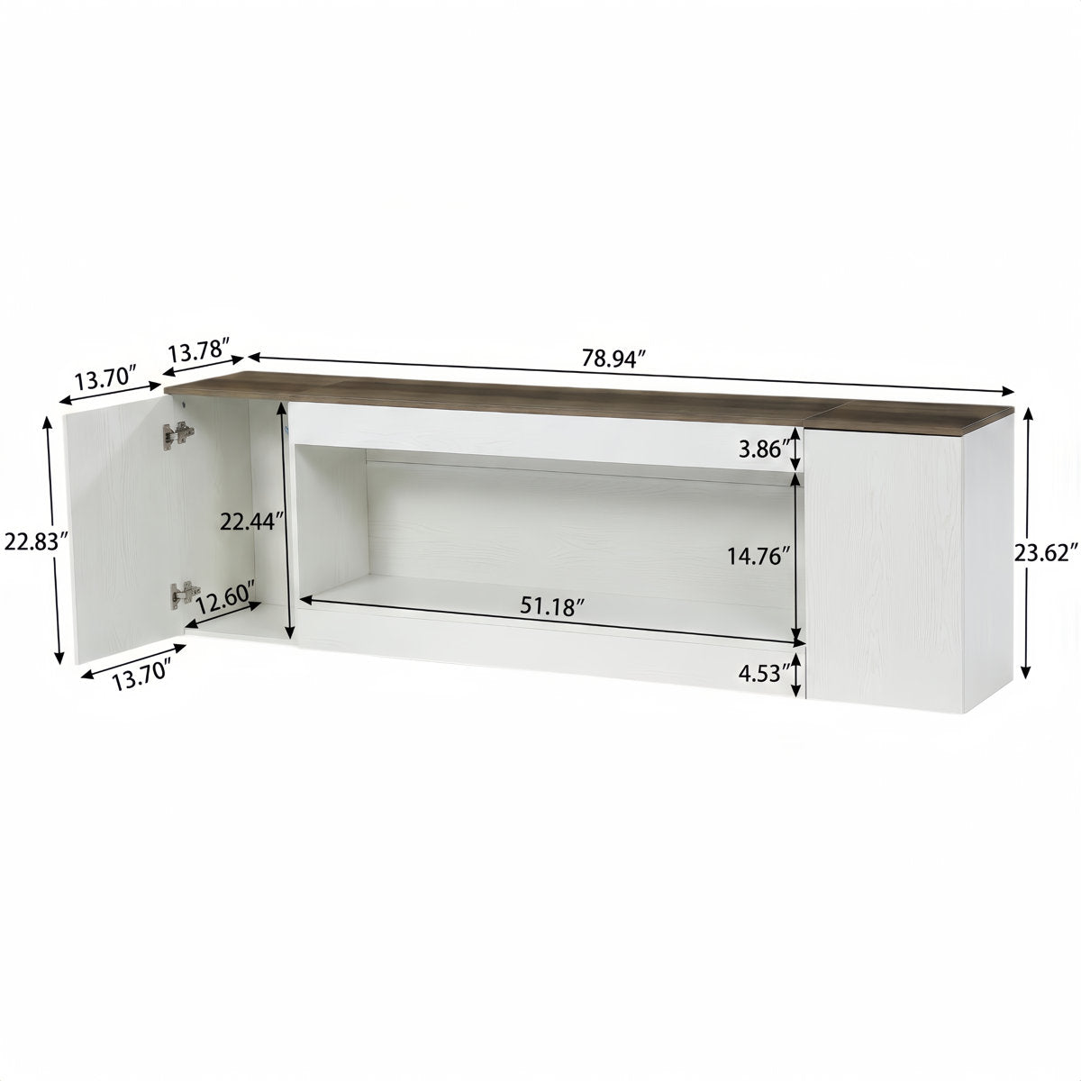 78.9" Console Table, Farmhouse Sofa Table with 2 Storage Cabinets and Open Shelf