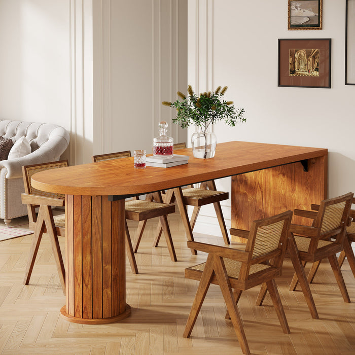 78.7" Dining Table, Farmhouse Kitchen Table with Cylindrical Pedestal for 6 - 8 Tribesigns