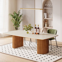 78.7" Dining Table, Kitchen Table With Semi - Circular Stripe Base Tribesigns