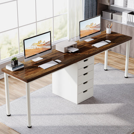 78.7" Two Person Desk, Long Computer Desk with 5 Drawers Tribesigns