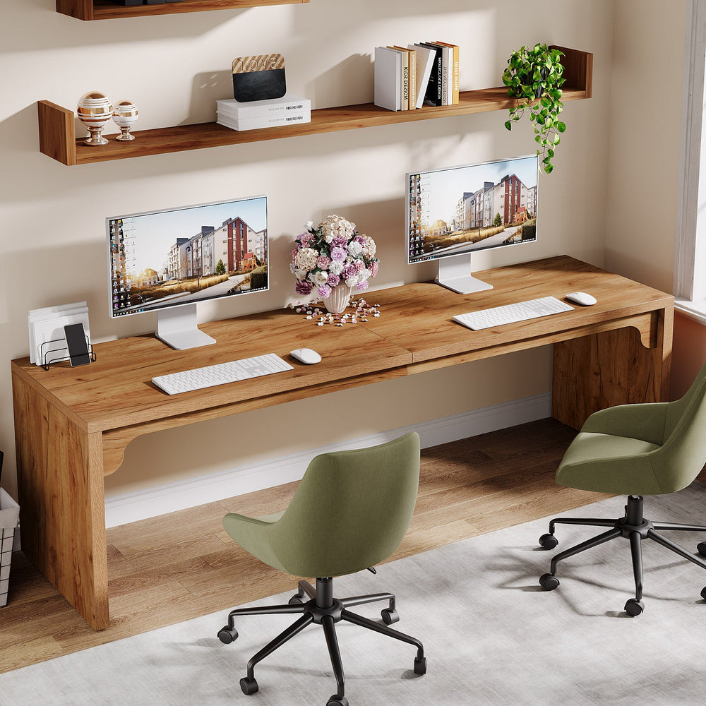 78.7" Desk For Two People, Long Wooden Desk Double Desk-Tribesigns