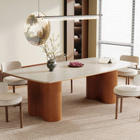 78.7" Sintered Stone Dining Table for 8 with Solid Wood Legs