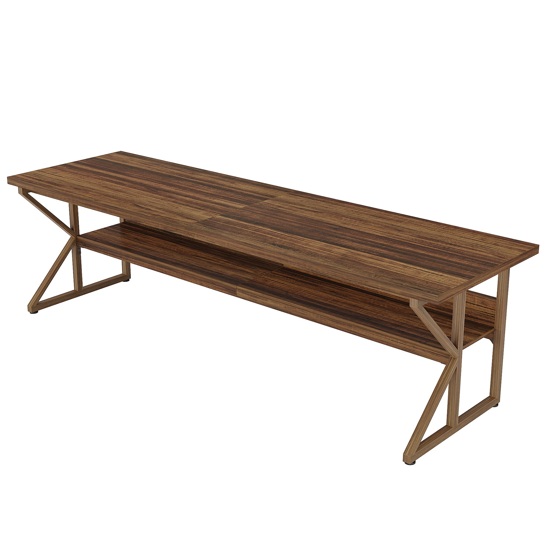 78.74" Two Person Desk, Large Computer Desk with Storage Shelf