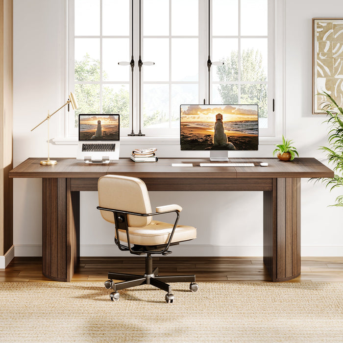 78.8" Executive Desk, Large Computer Office Desk with Double Pedestal Tribesigns