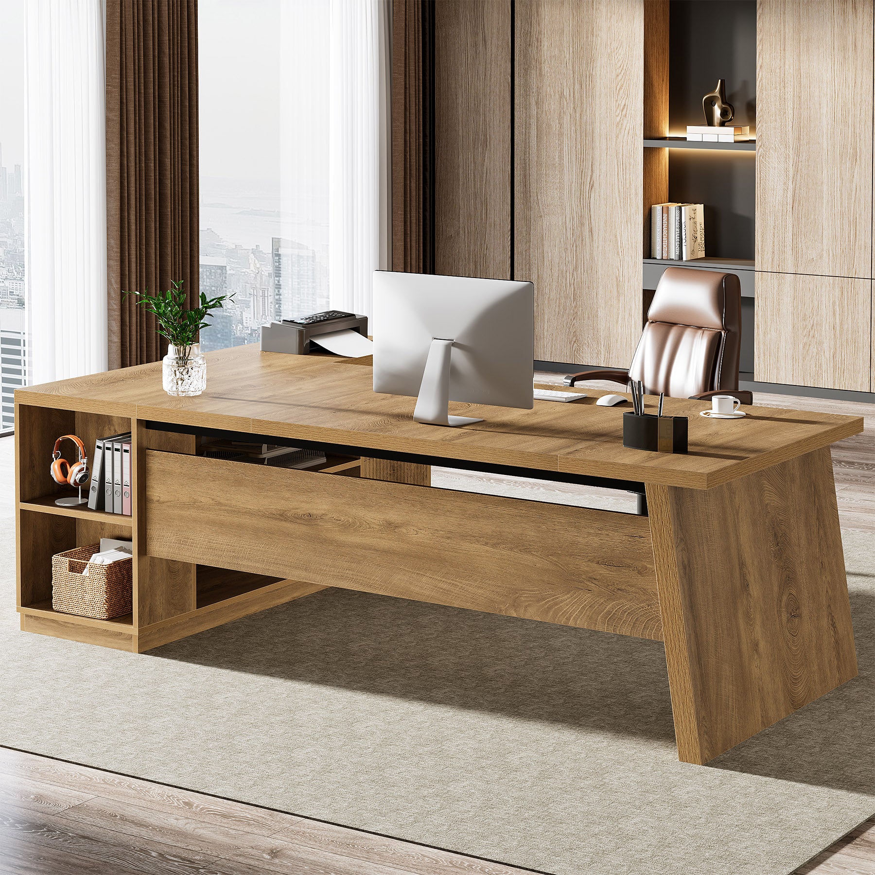 78" L Shaped Executive Desk, Corner Computer Desk Home Office Desk