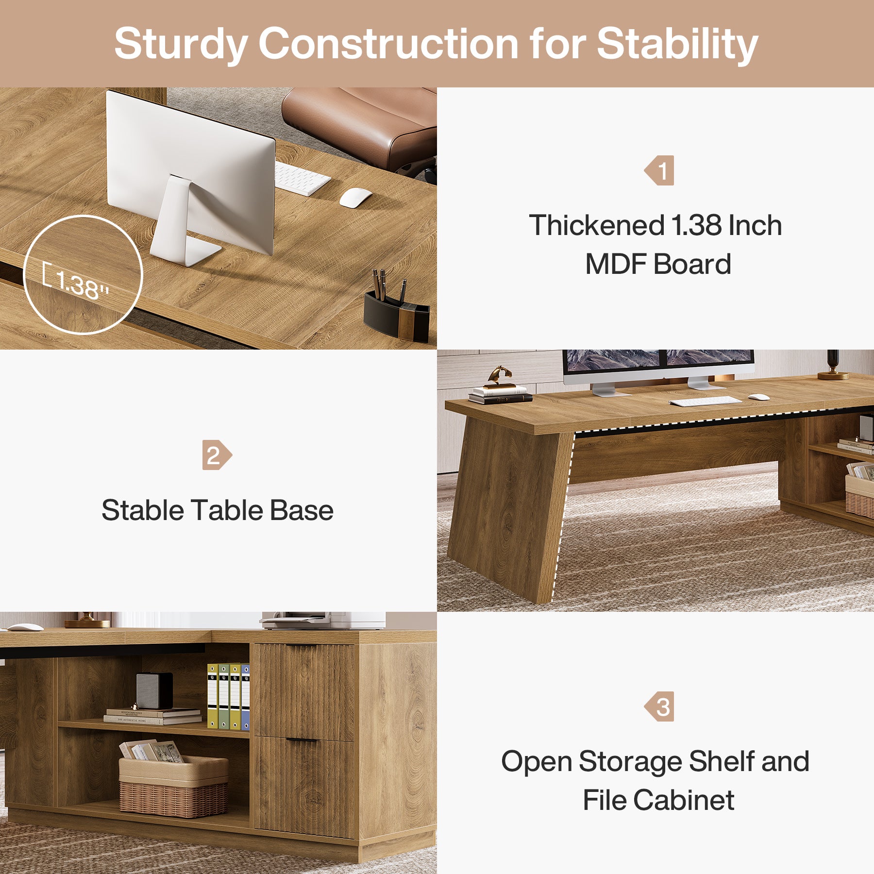78" L Shaped Executive Desk, Corner Computer Desk Home Office Desk