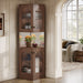 79" Corner Storage Cabinet, Farmhouse Wine Bar Cabinet With LED Light Tribesigns