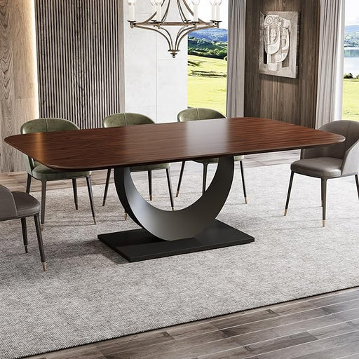 79" Sintered Stone Dining Table with Stainless Steel Pedestal for 8 people Tribesigns