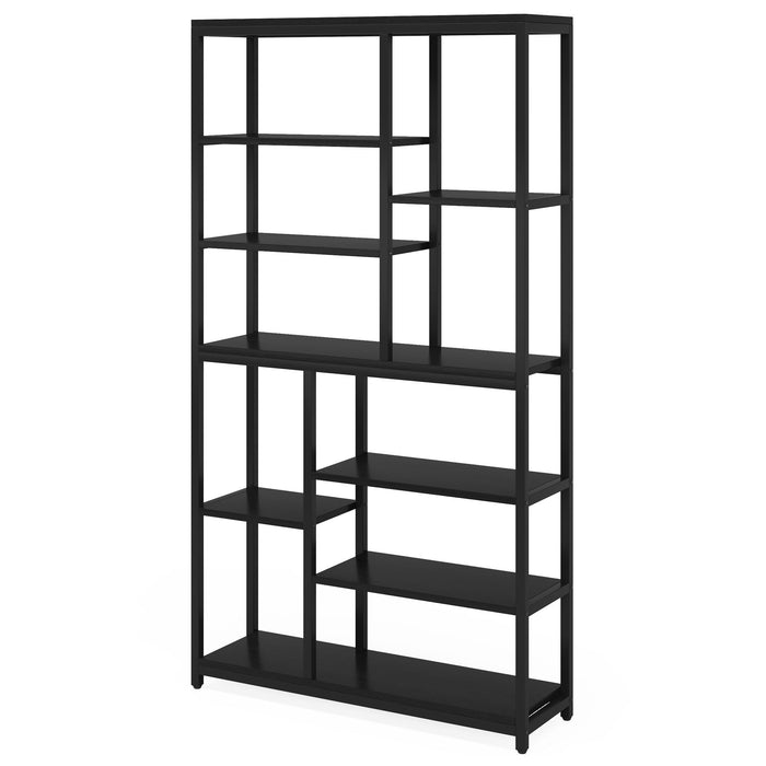 79" Tall Bookshelf, 8 - Tier Staggered Etagere Bookcase Shelving Unit Tribesigns