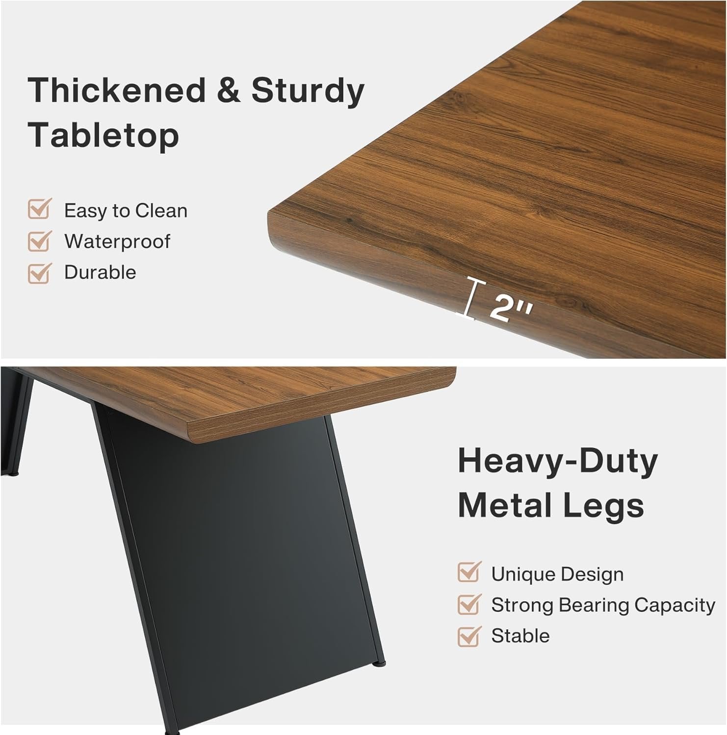 79" Modern Dining Table, Narrow Rectangular Kitchen Dinner Table for 6 People