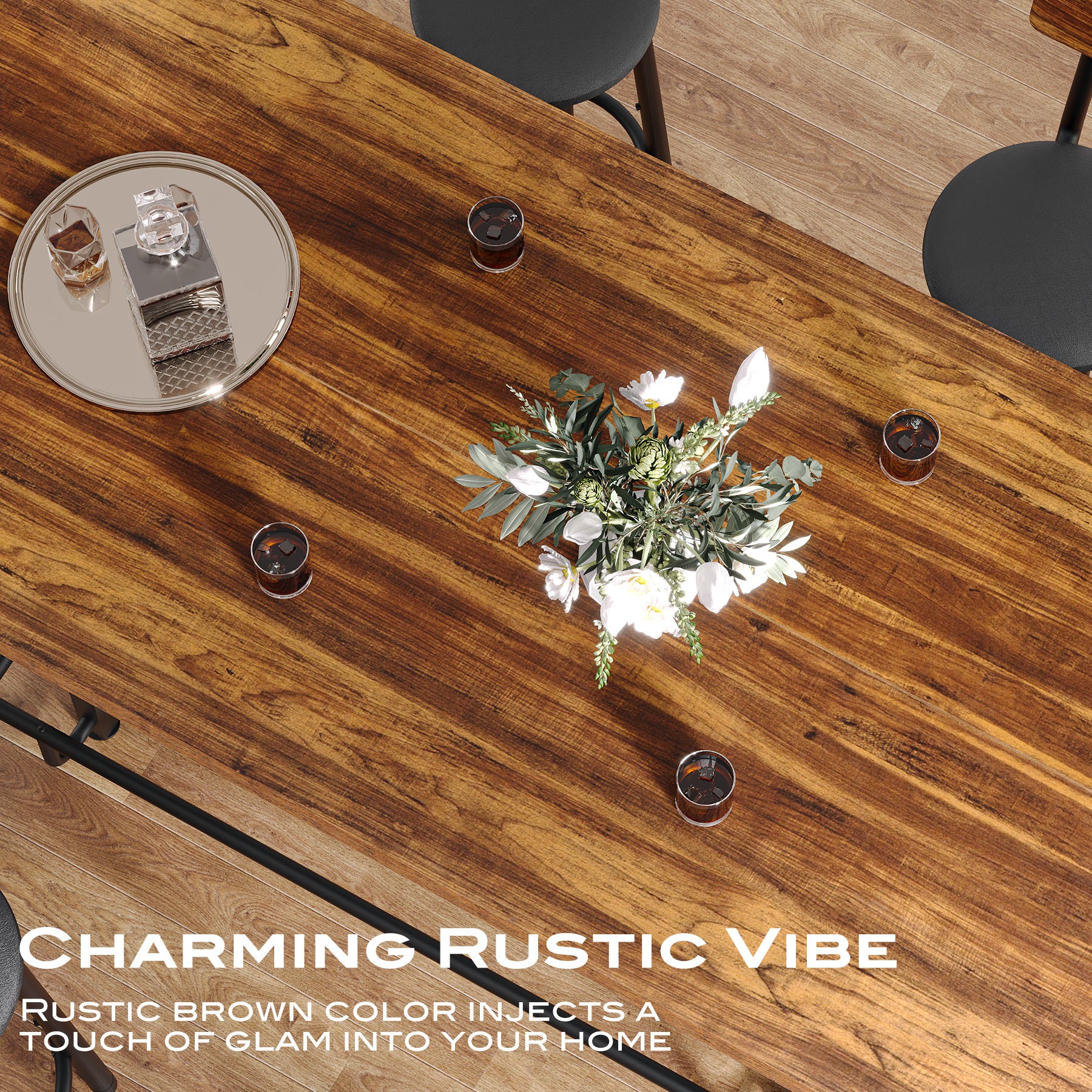 62.99" Counter Height Bar Table, Rectangular Farmhouse Pub Table for Kitchen or Dining Area