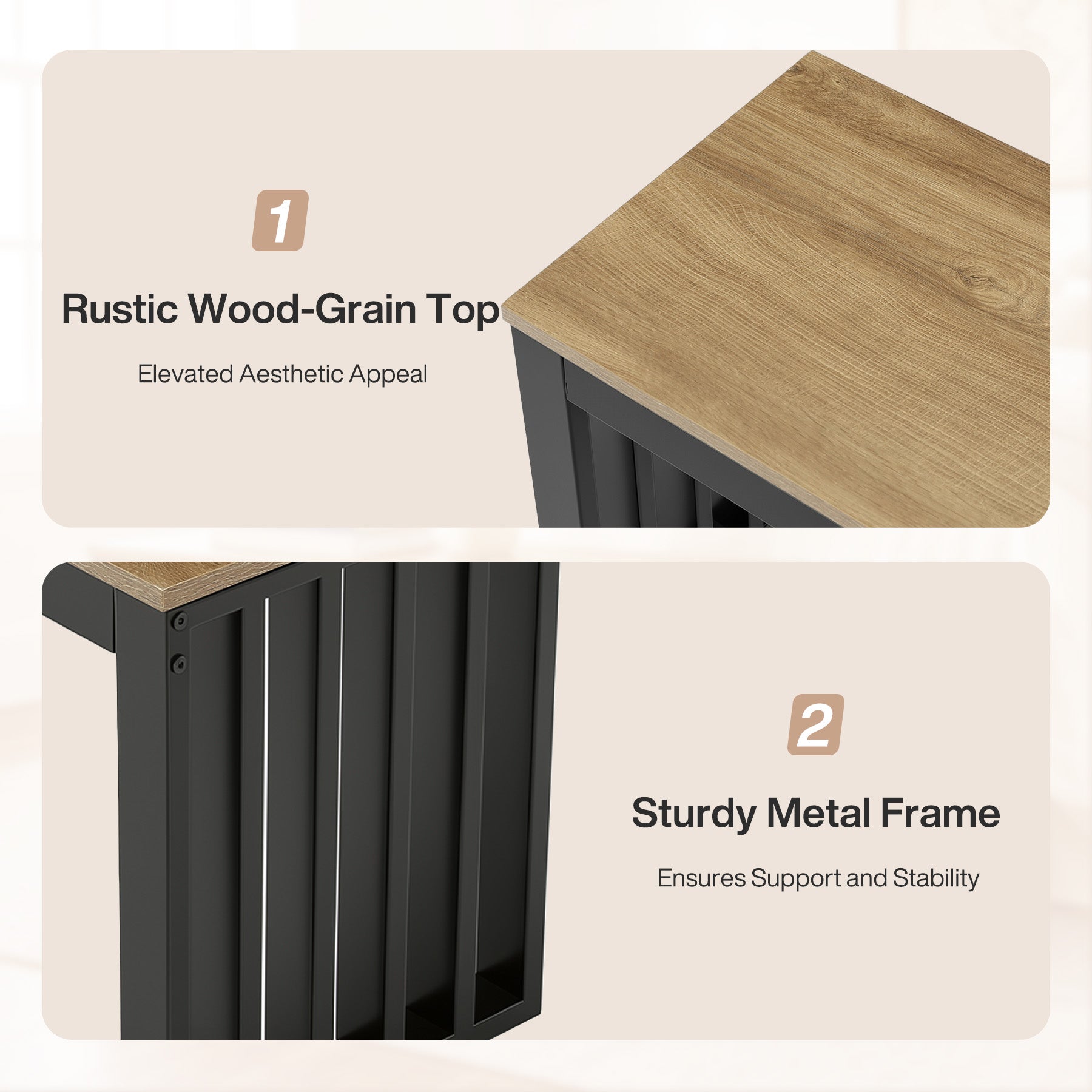 47.3" Entryway Bench, Wooden End of Bed Bench with Sturdy Metal Frame