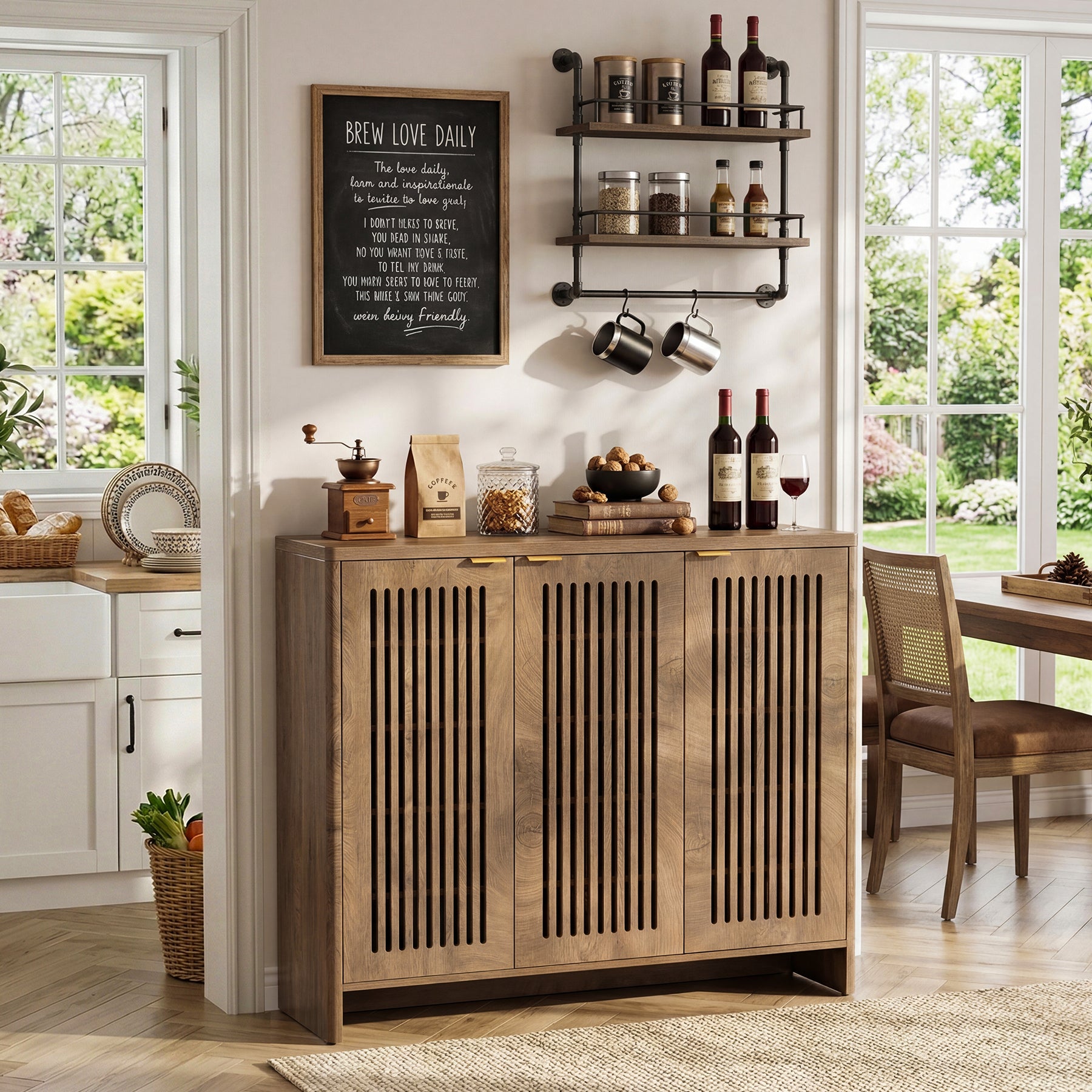 47" Buffet Cabinet with Storage, Sideboard Cabinet with Adjustable Shelves & Doors for Dining Room