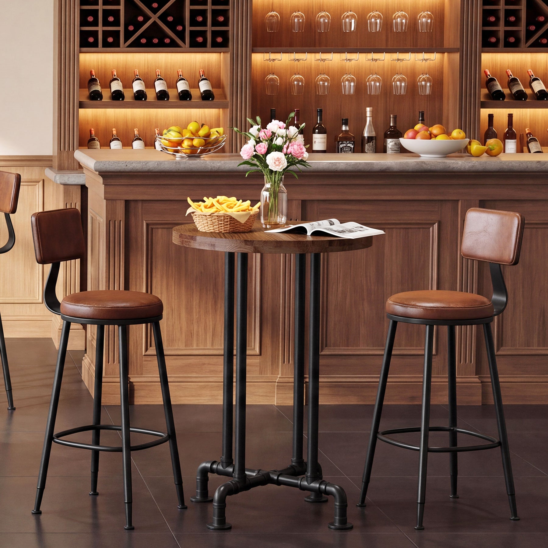 37.4" Round Bar Table, Solid Wood High Bar Height BistroTable