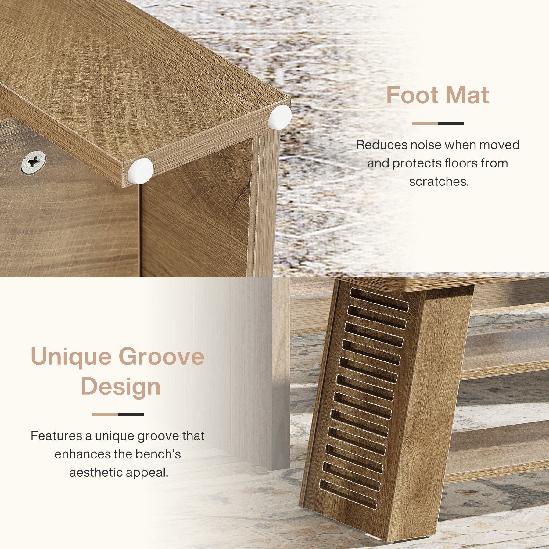 3-Tier Entryway Shoe Bench, 47" Dining Bench with Storage Shelves