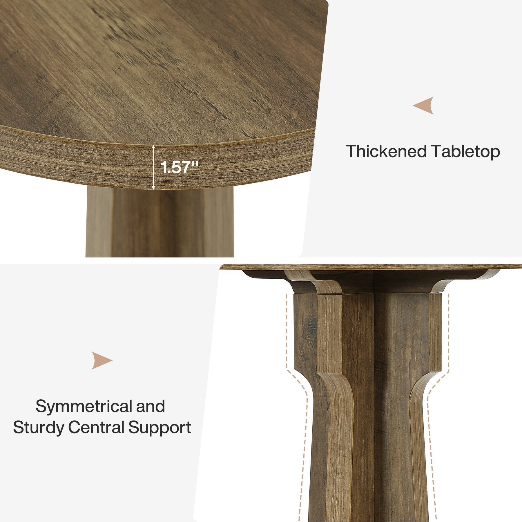 23.6" Round Dining Table, Modern Commercial Dinner Table for 2 People