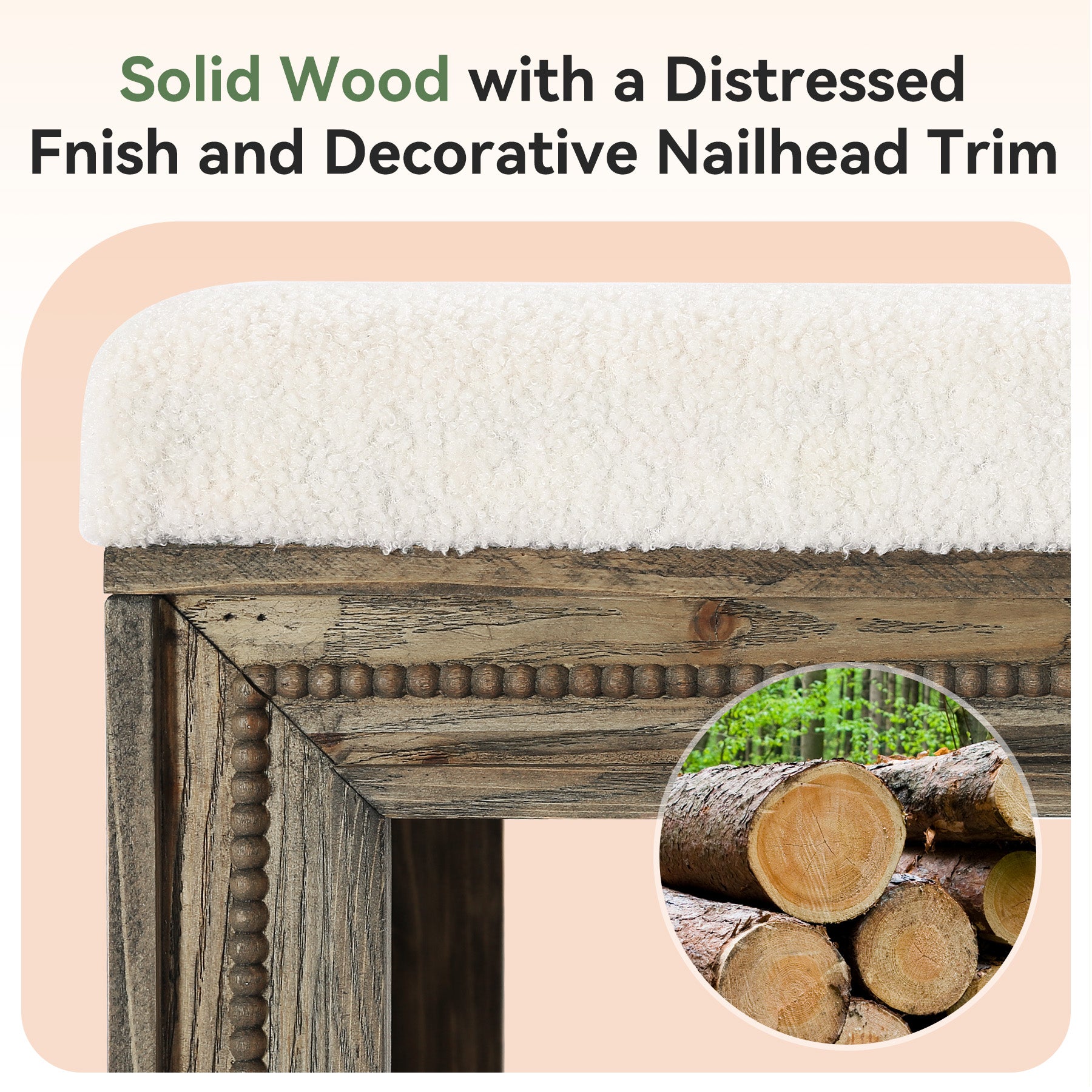 55" Solid Wood Entryway Bench, Upholstered Shoe Bench with Storage Shelf for Hallway