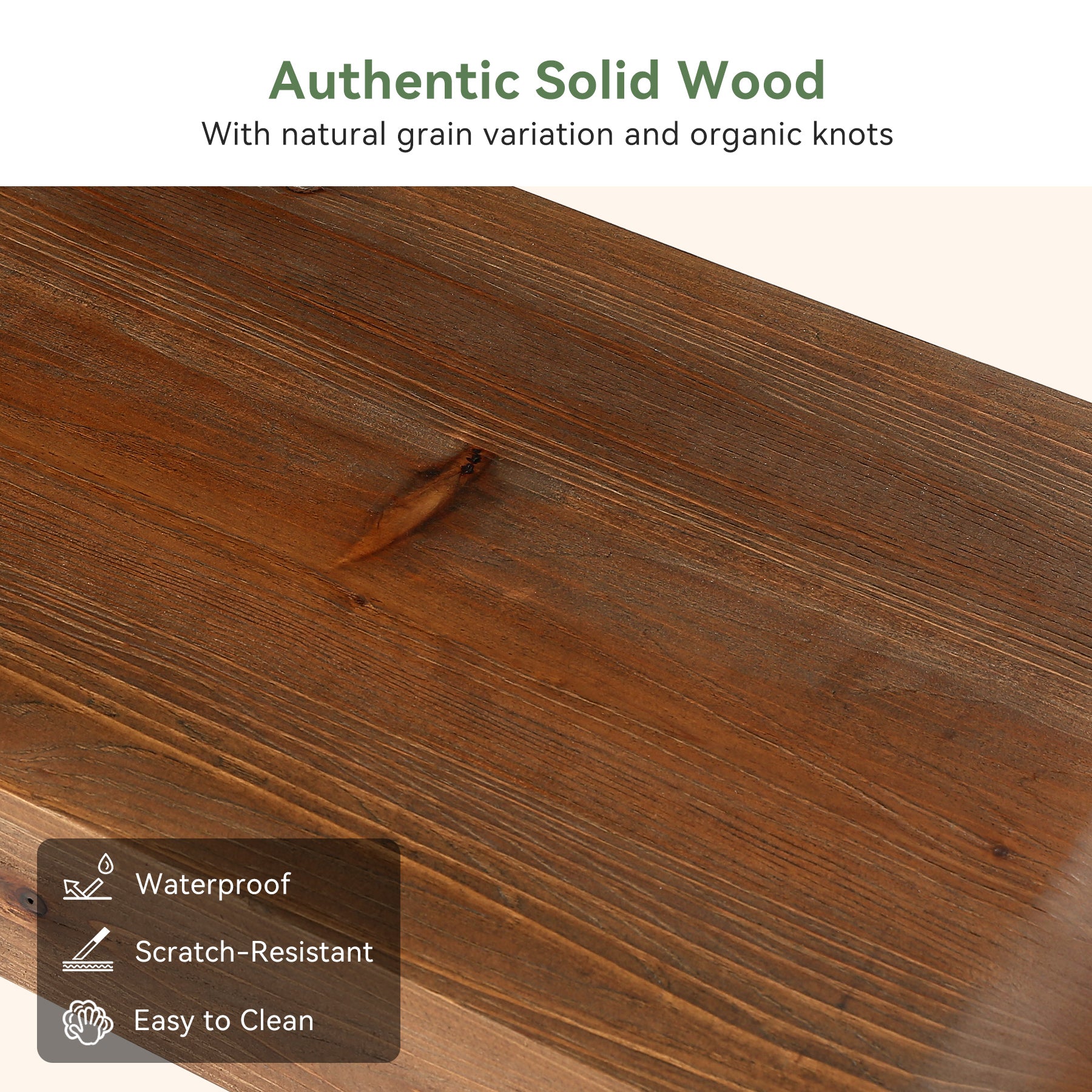 55" Modern Dining Bench, Solid Wood Entryway Bench with Thick Block Seat