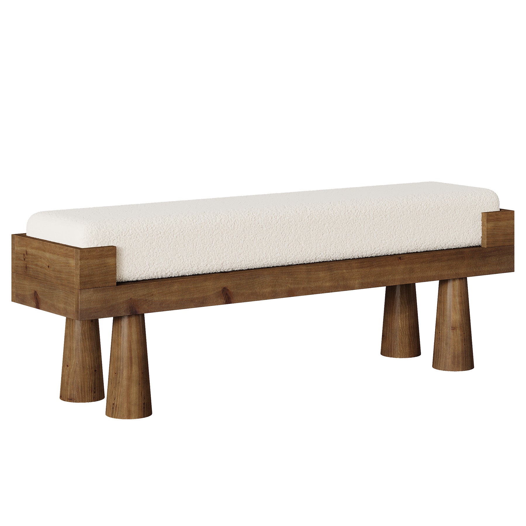 Upholstered Entryway Bench, Shoe Bench End of Bed Footstool with Solid Wood Legs