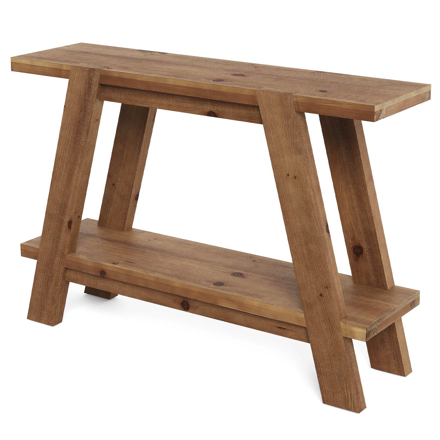 43" Narrow Console Table, 2-Tier Solid Wood Sofa Entryway Table