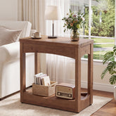23.62" Solid Wood End Table, Rectangle Side Table with 2-Tier Shelf for Small Spaces 3