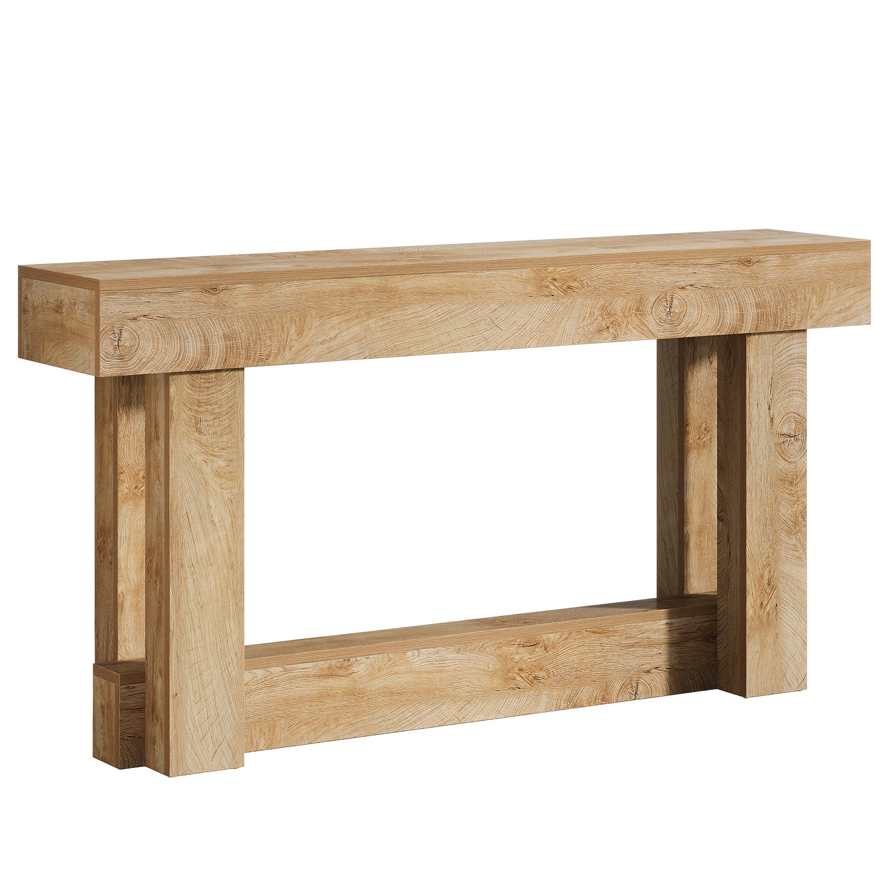 63" Wood Console Table, 2-Tier Farmhouse Entryway Table