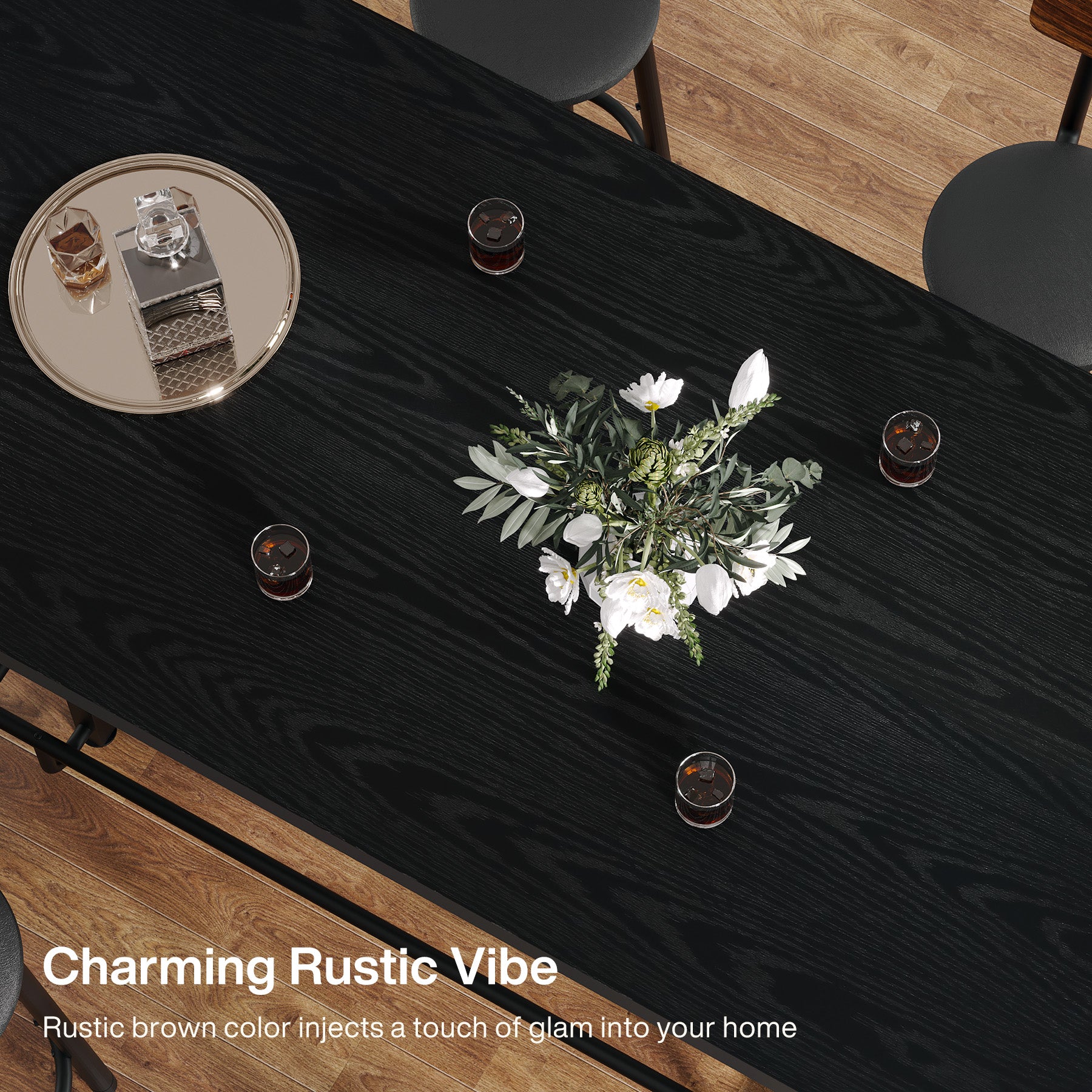 62.99" Counter Height Bar Table, Rectangular Farmhouse Pub Table for Kitchen or Dining Area