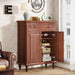 Storage Cabinet, 4-Tier Buffet Sideboard with Drawer & Solid Wood Legs Tribesigns