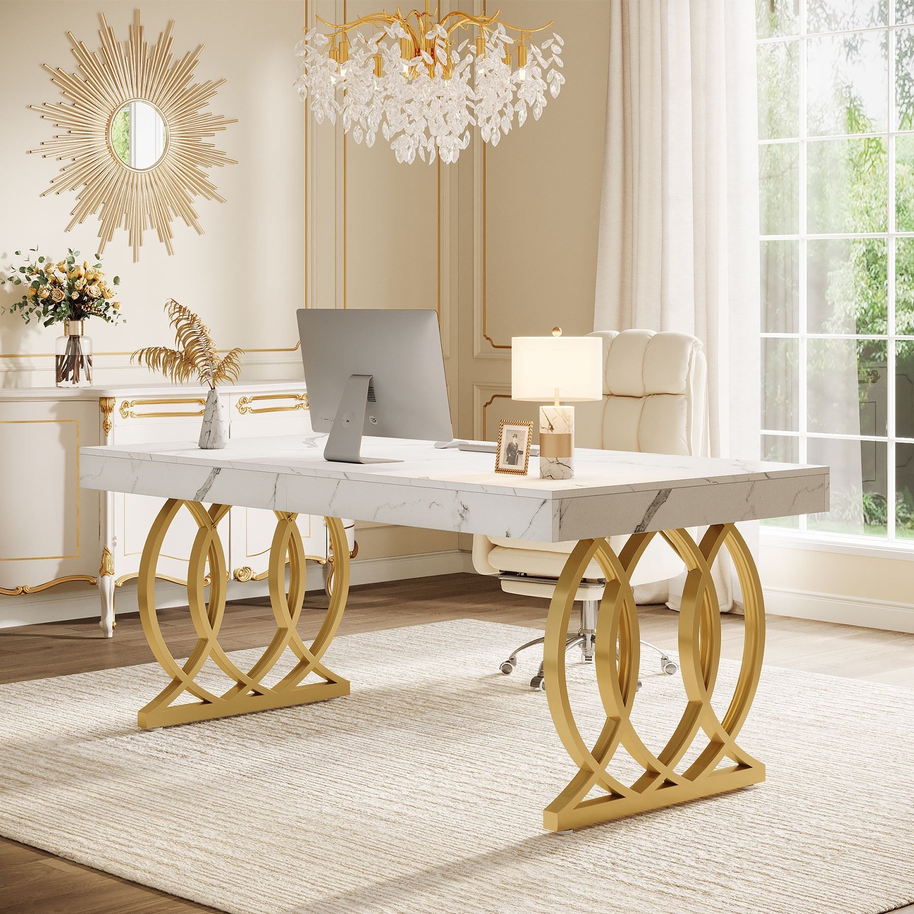 63" Executive Desk, Modern Office Computer Desk with Luxury Design