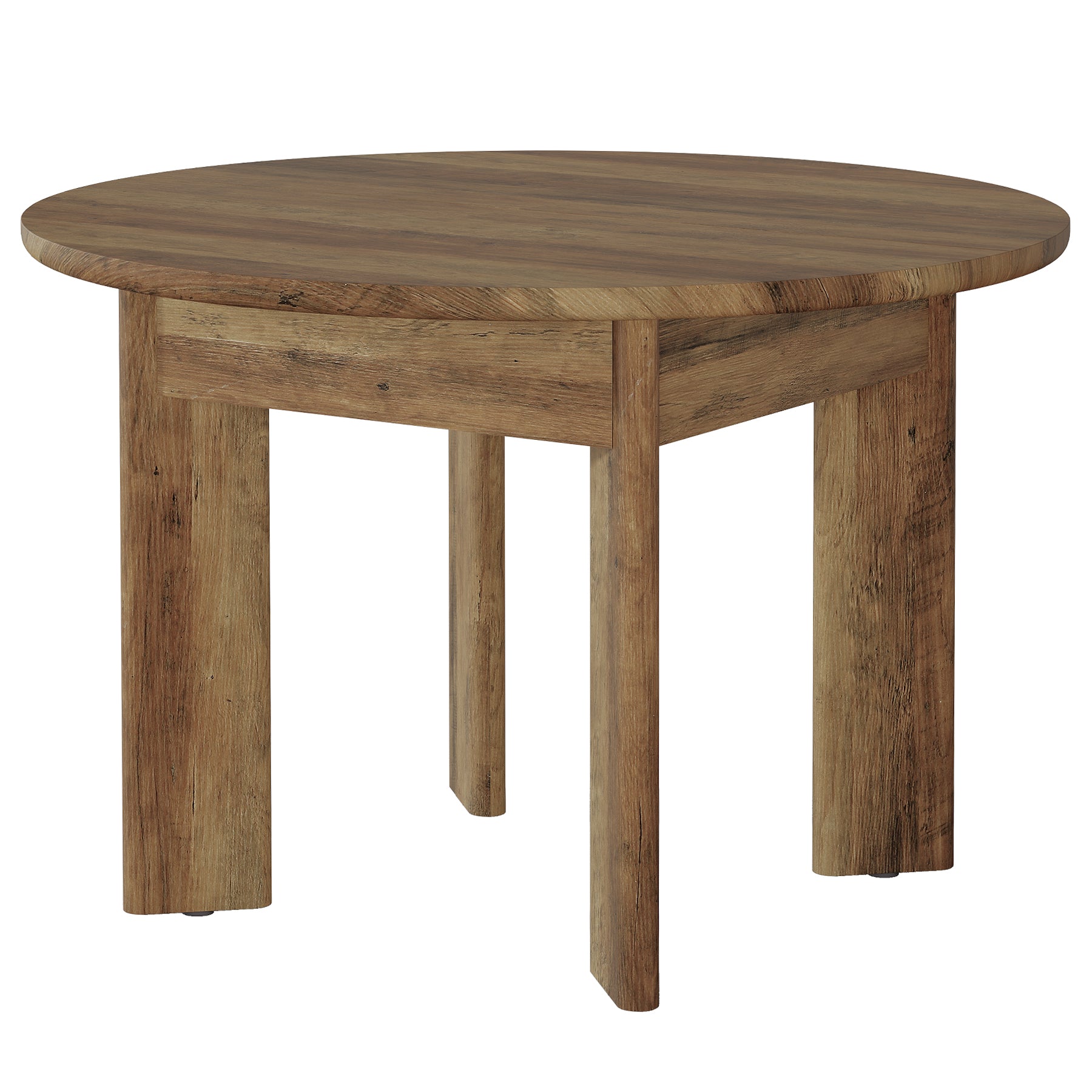 39" Round Dining Table for 4, Farmhouse Kitchen Table with Thick Pedestal Legs for Small Spaces