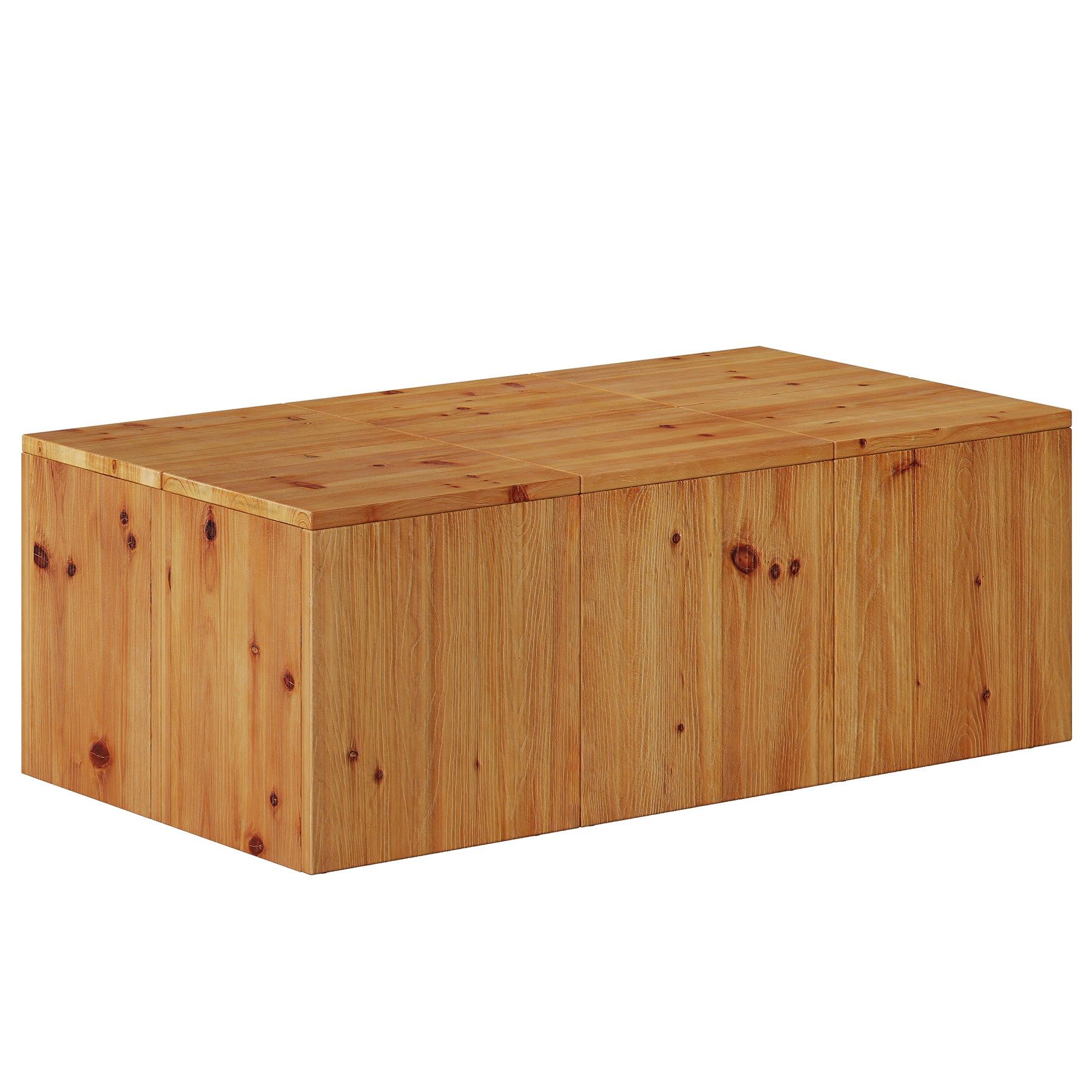 47" Rectangle Coffee Table, Solid Wood Center Table with Natural Wood Grain