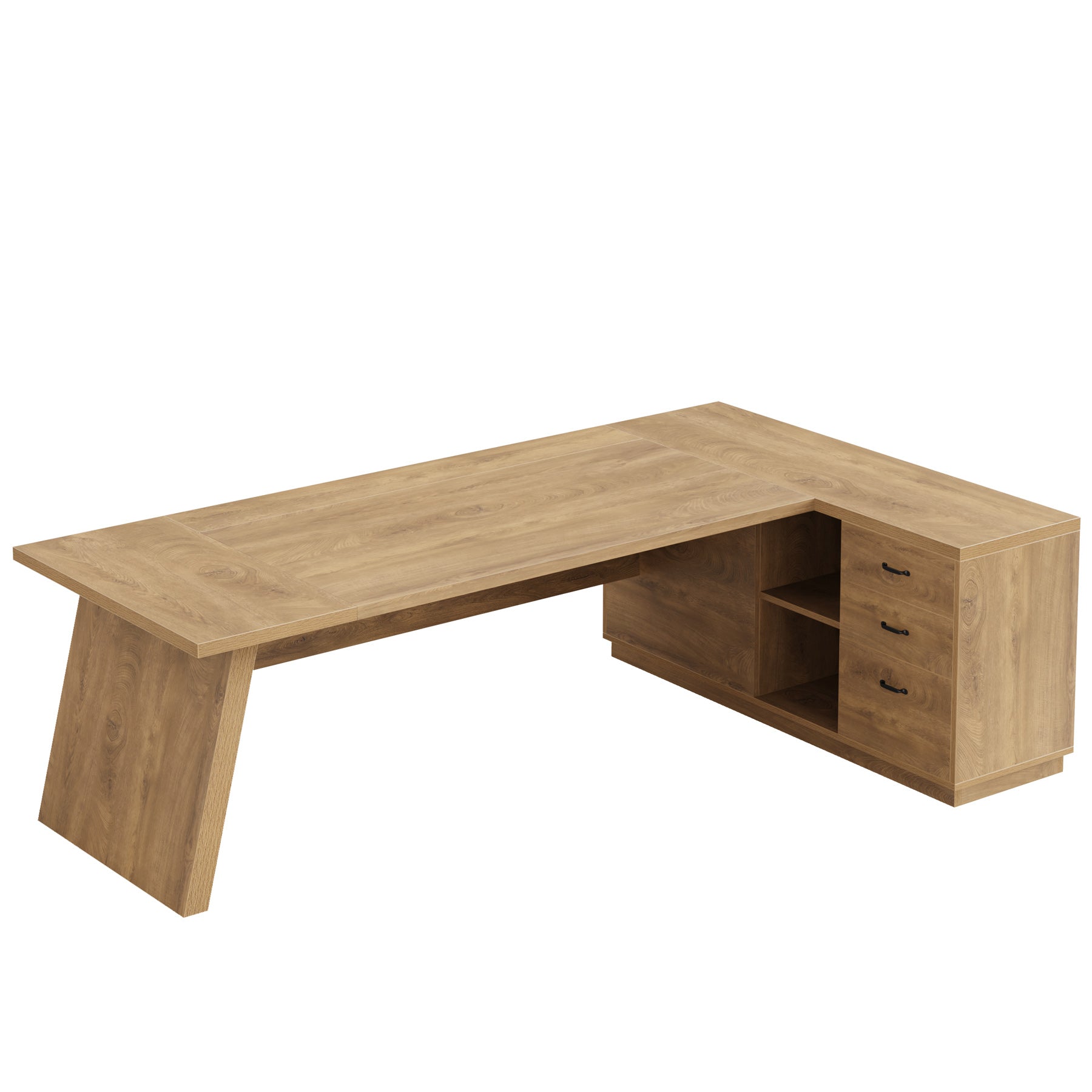 L-Shaped Executive Desk, 78" Office Desk with Drawers and Lateral File Cabinet