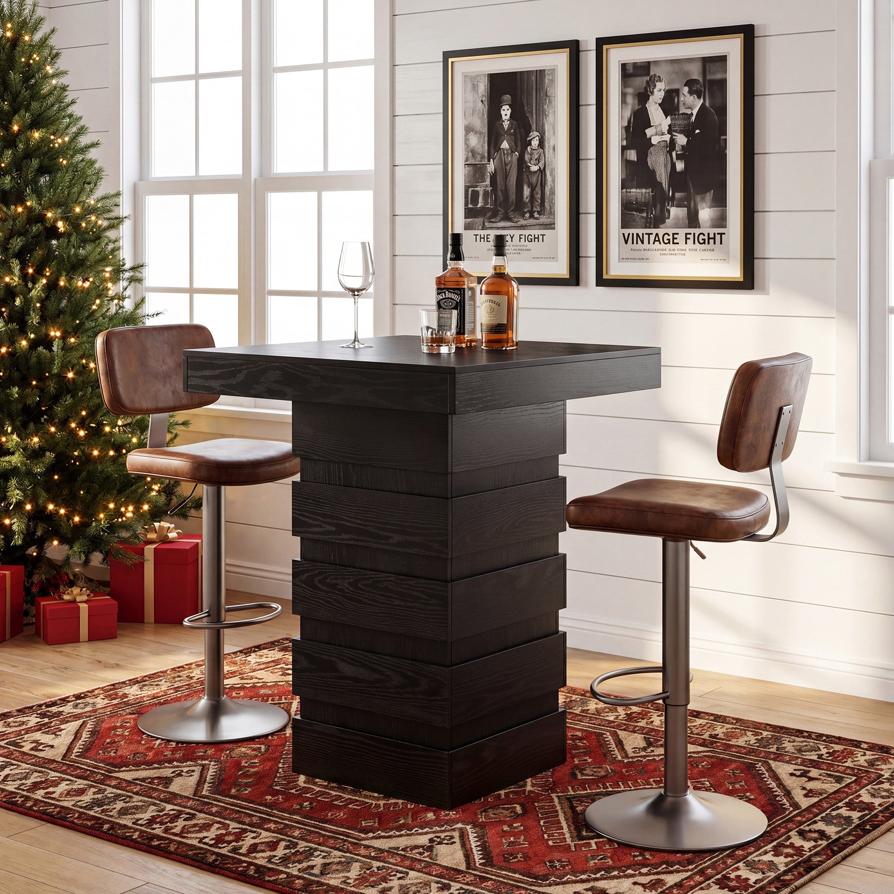 Tribesigns 37.4-Inch Bar Height Table, Square Pub Table with Block Base for Kitchen Nook Living Room