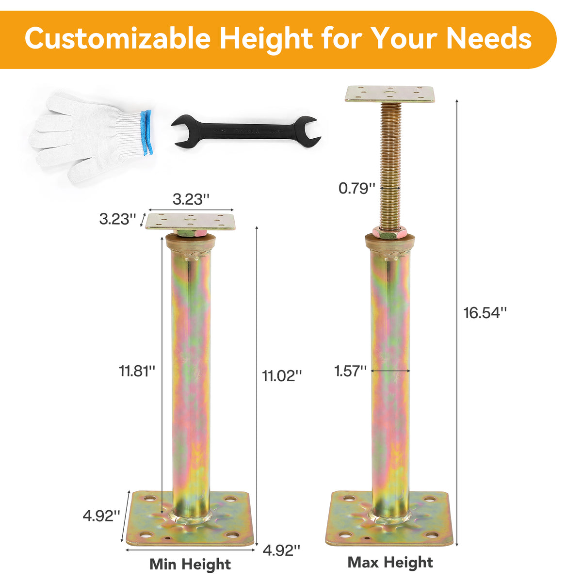 6-Pack House Floor Jacks for Leveling, Galvanized Floor Joist Jack, Max Load 8818 LB