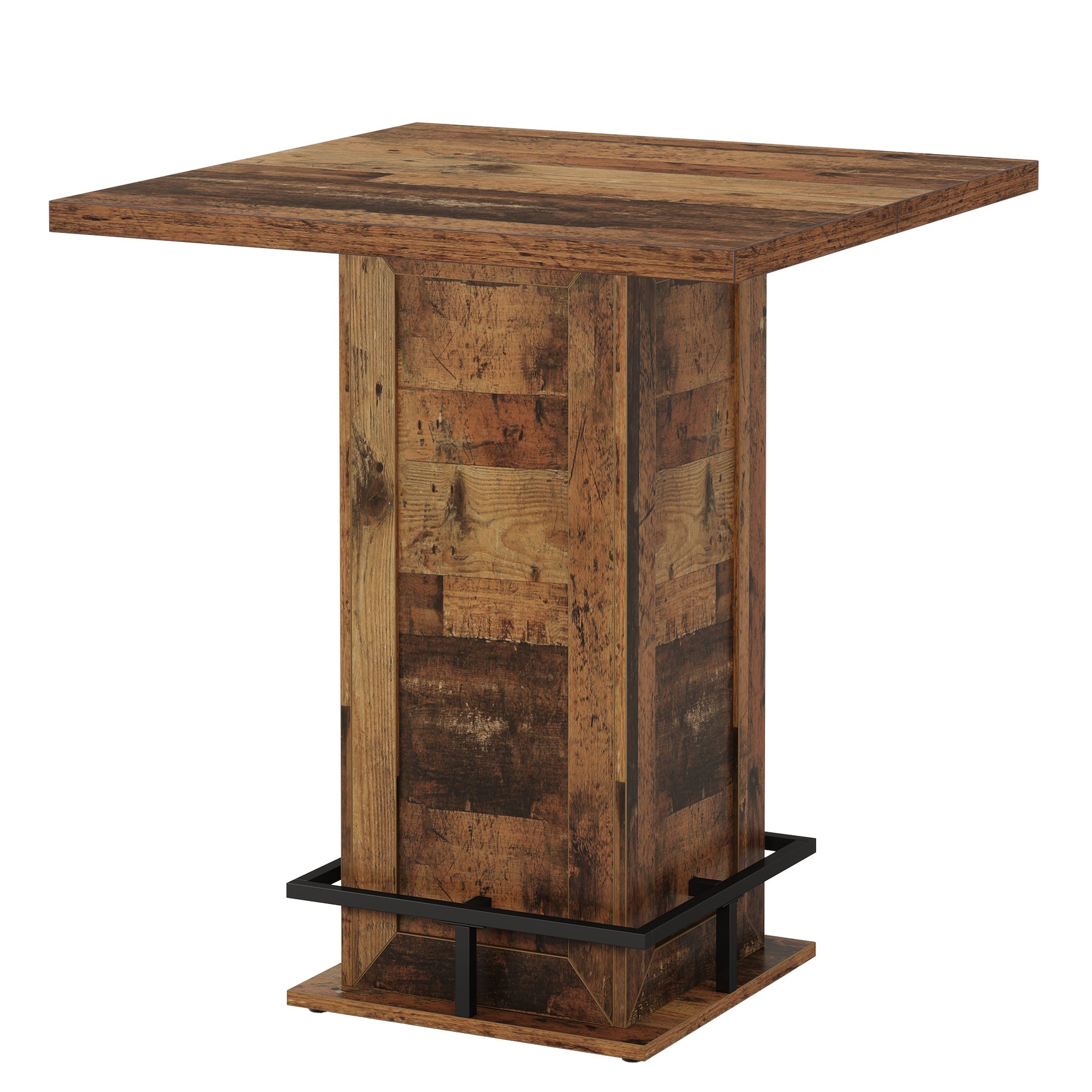 39" High Top Bar Table, Square Bistro Pub Cocktail Table