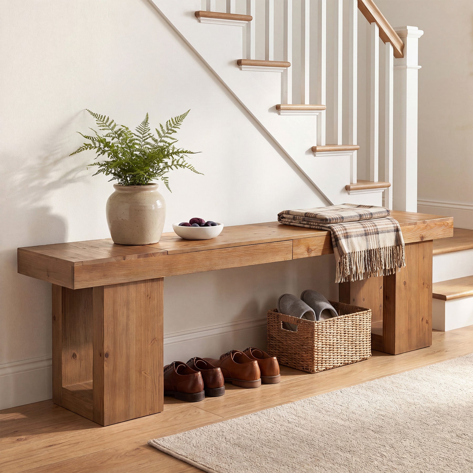 82" Extra Long TV Stand, Solid Wood Media TV Console for up to 80-Inch TVs