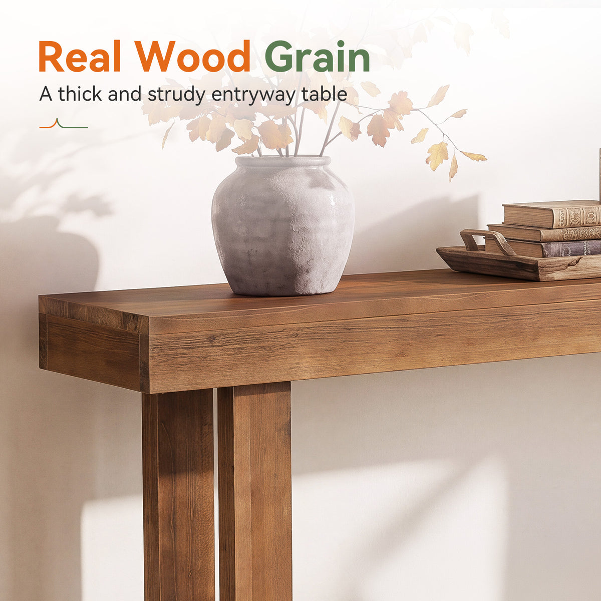 63" Farmhouse Console Table, Thick Solid Wood & Unique Legs, Entryway Sofa Table